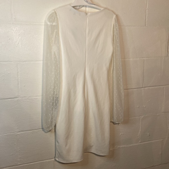 💜Love That Lasts Forever Ivory Balloon Sleeve Bodycon Mini Dress size M - Picture 7 of 10